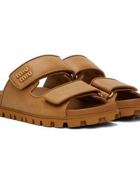 Miu Miu Tan Leather Sandals
